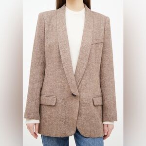 Smythe Herringbone Boyfriend Wool Brown Blazer Jacket
